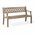 Gartenbank 122 x 61 x 88 cm Kunststoff Taupe mit Armlehnen und Zier-Rückenlehne