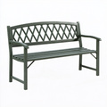 Gartenbank 120 x 60 x 90 cm aus Metall dunkelgrün für Außenbereich mit Gitterdesign