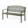 Gartenbank 150 x 60 x 90 cm Metall Grün mit Armlehnen und Rautenmuster