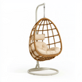 Hängesessel 105 x 105 x 195 cm aus Rattan in Naturbraun Beige mit Metallgestell