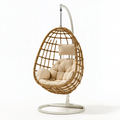 Hängesessel 105 x 105 x 195 cm Rattan Beige mit Metallgestell