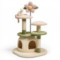 Kratzbaum 60 x 50 x 120 cm aus Plüsch und Sisal in Beige Grün Rosa mit Höhlen und Liegeflächen