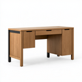 Schreibtisch 140 x 60 x 75 cm Holzoptik Braun mit Schublade und Türen Industriestil