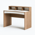 Schreibtisch 120 x 60 x 100 cm in Naturbraun Weiß aus Holzwerkstoff mit Aufsatz und Schubladen