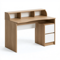 Schreibtisch 120 x 60 x 100 cm Holzwerkstoff Braun Weiß mit Schubladen und Aufsatzregal
