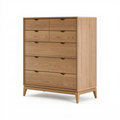 Kommode 100 x 45 x 130 cm Holz Naturholz mit 7 Schubladen skandinavischer Stil