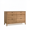 Kommode 140 x 45 x 90 cm Holz Naturbraun mit 6 Schubladen skandinavisch