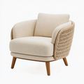 Sessel 80 x 78 x 82 cm Beige mit Holzgestell und Seilgeflecht