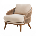Sessel 80 x 82 x 82 cm mit Stoffbezug und Seilgeflecht in Beige Naturbraun