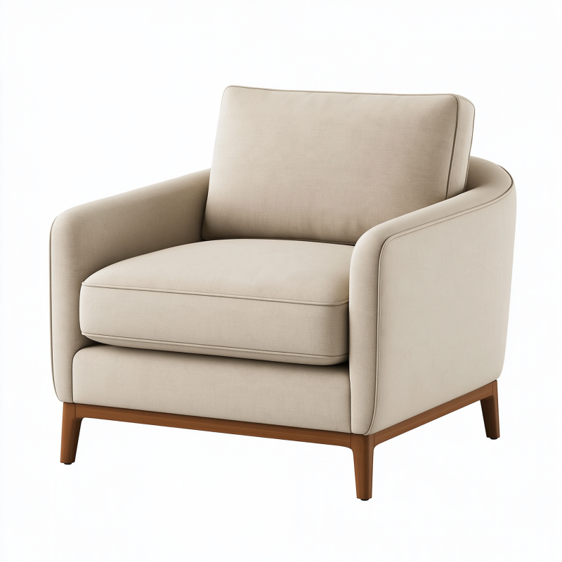 Sessel 82 x 85 x 82 cm Stoff Beige Holzgestell für Wohnzimmer Modern